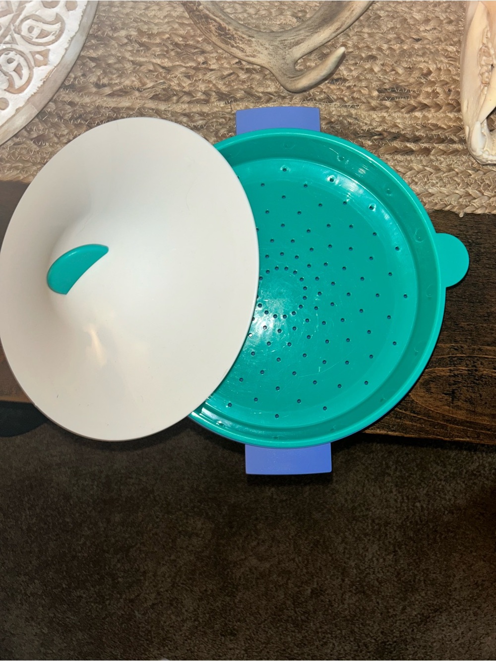 9" Tupperware Microwave Steamer Dish Strainer Rice Vegetable Cooker